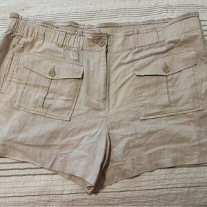 Women's Tan Linen Shorts